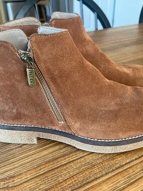 Italeau Chestnut Suede Side-Zip Ankle Booties hand made